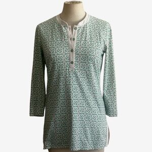 J.McLaughlin CATALINA POPOVER Geometric Mint Green Print Patterned Tunic sz XS